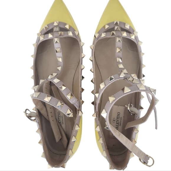 Valentino Rockstud Cage Ballet Flats Yellow 1 - Picture 6 of 15